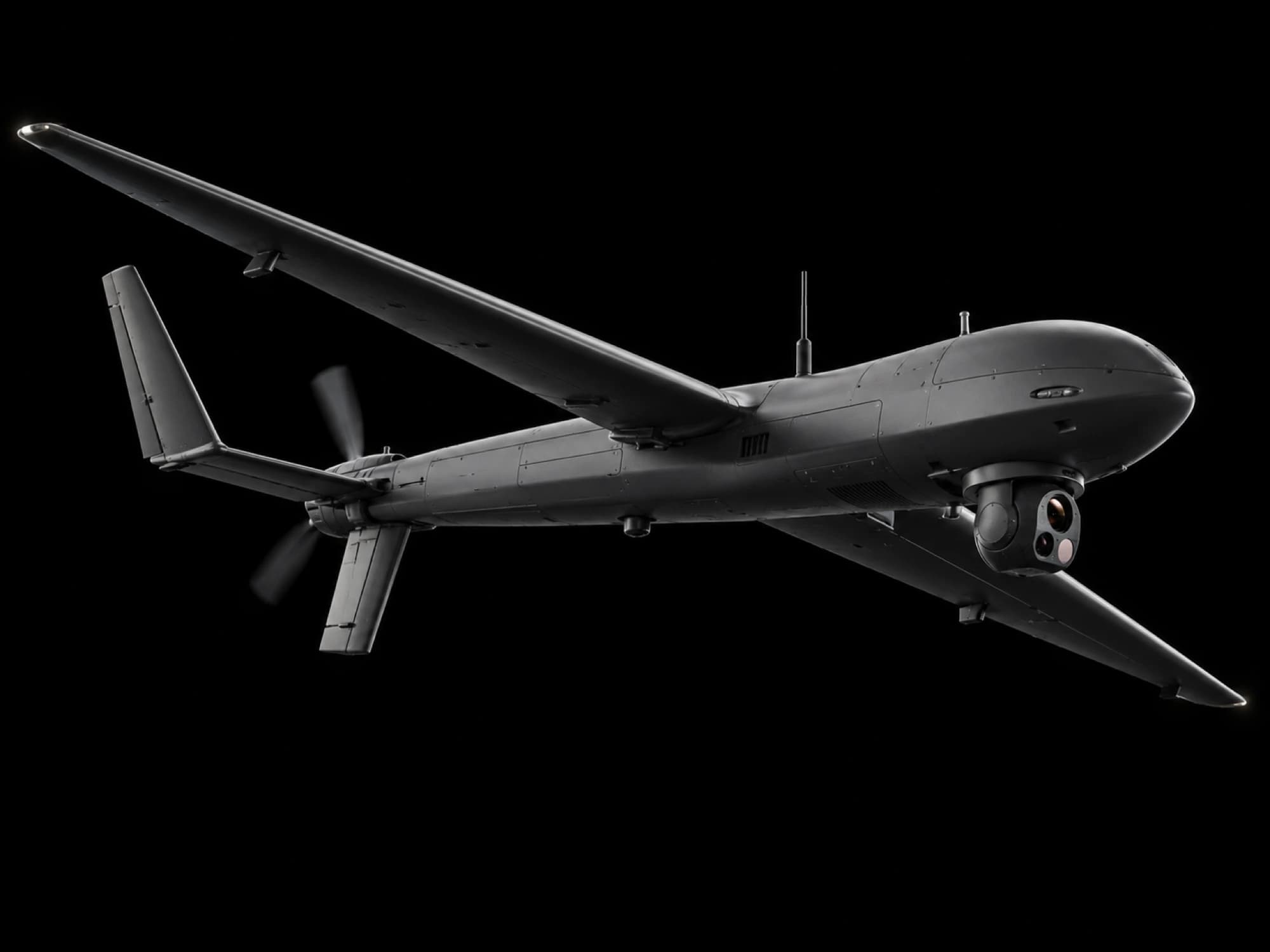 Engage fixed-wing surveillance UAV with sensor gimbal